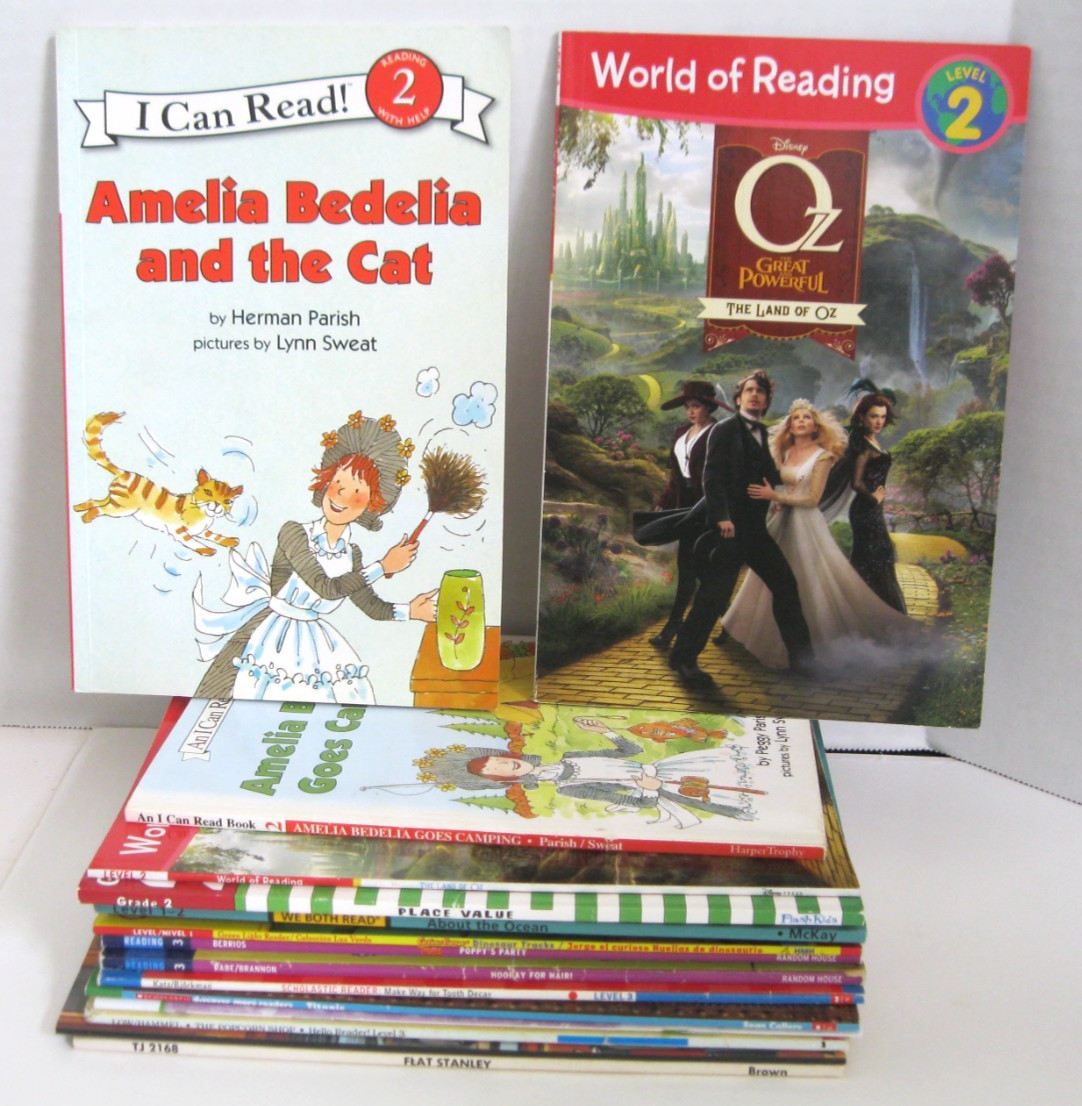 16 Level 2 & 3 Book Lot: Amelia Bedelia, Oz, Curious George, Trolls – Free Ship!
