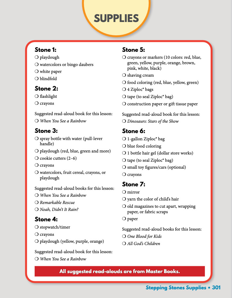 Masterbooks STEPPING STONES preschool curriculum ages 3-4 years MB homeschool
