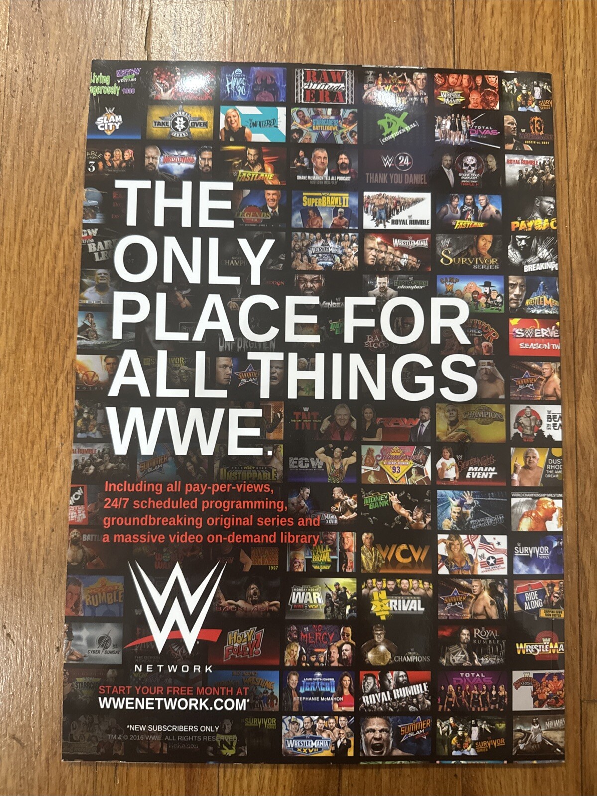 2016 WWE Official Program with Poster Raw Smackdown Rollins Wyatt 76 Pages NEW