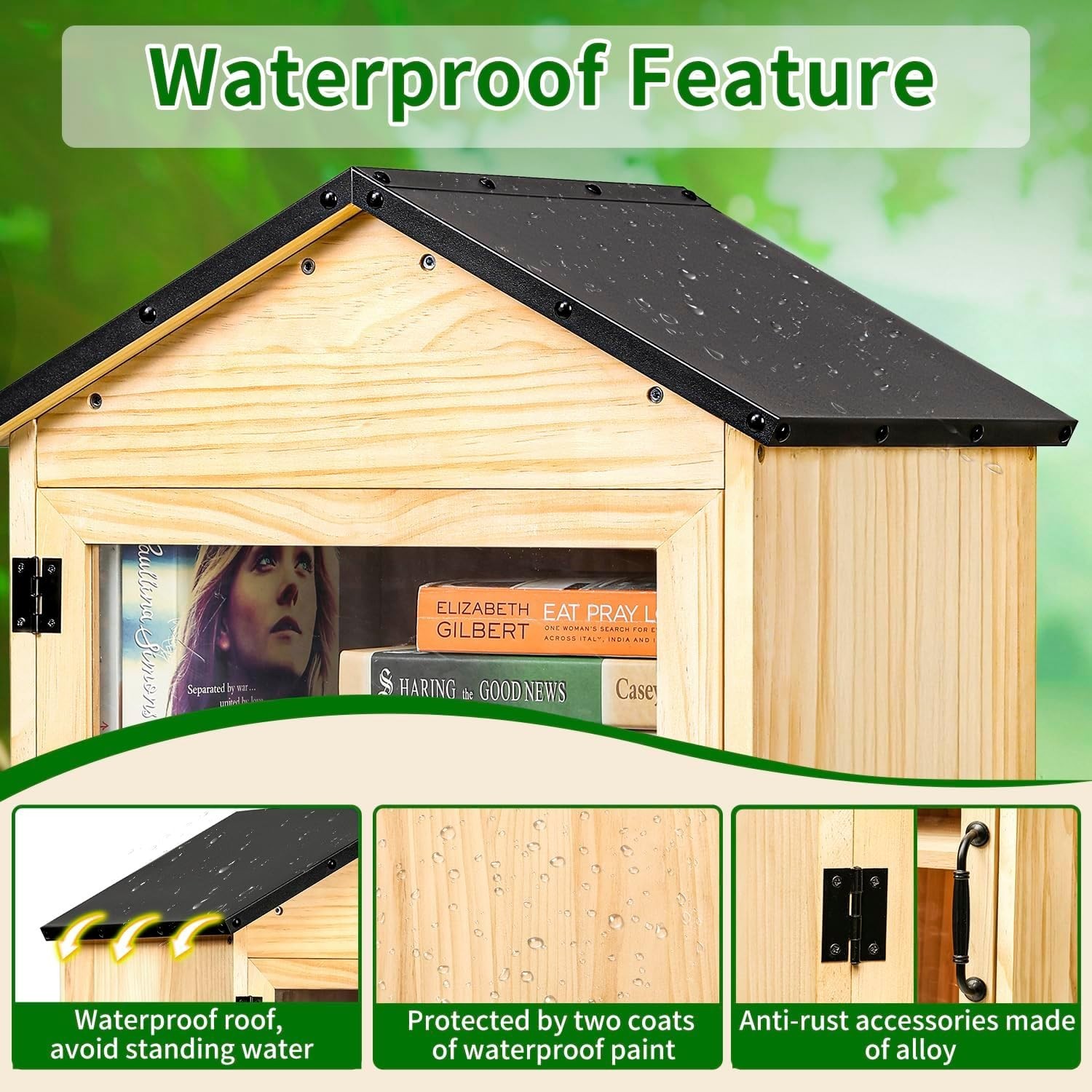 Little Library Box Outdoor, 2-Tier Little Library for Neighborhoods Weatherproof