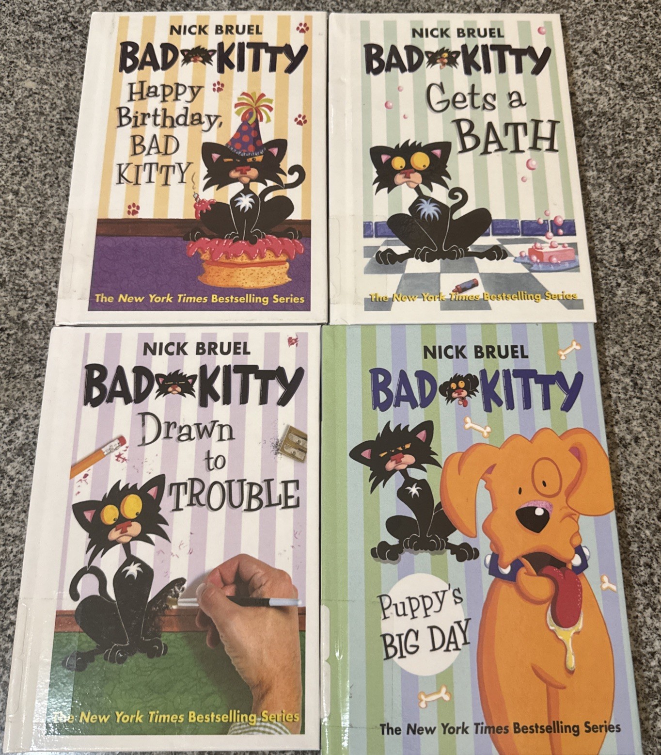 Lot of 4 Bad Kitty Hardcover Books by Nick Bruel First Square Fish Edition