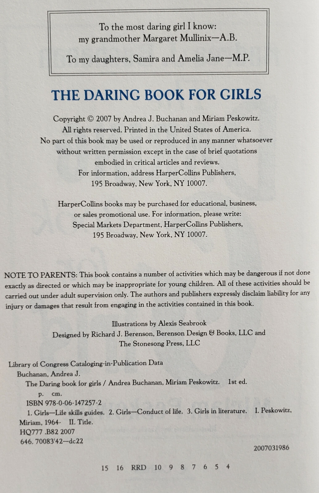The Daring Book For Girls 2007 Hardcover 1st Edition 280 Pages Andrea J Buchanan