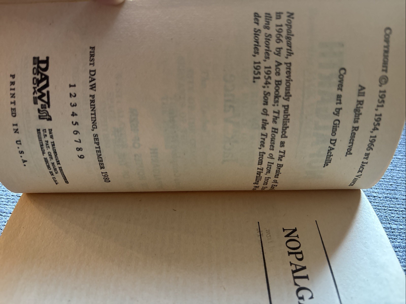 Nopalgarth Son Of The Brains Of Iszm, Jack Vance 1980 1st DAW No. 402