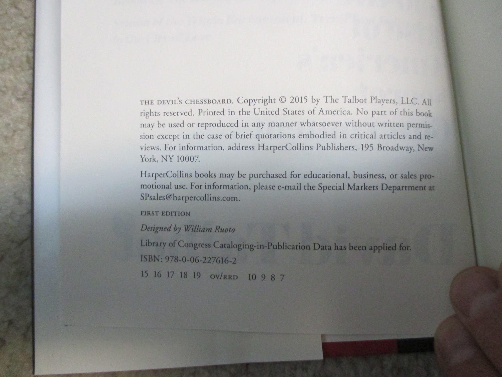The Devil’s Chessboard by David Talbot 2015 First Edition Hardcover