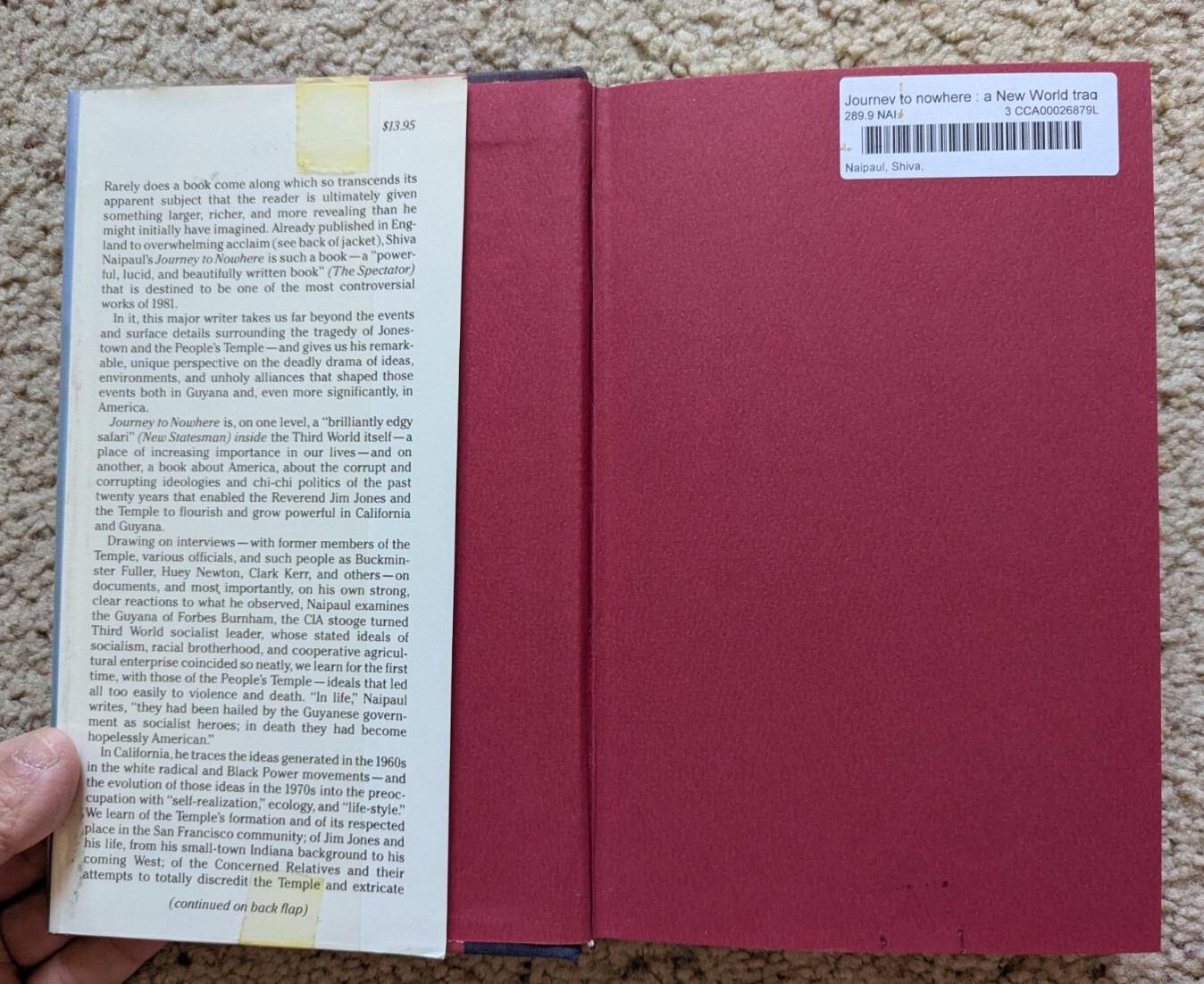 Journey to Nowhere : A New World Tragedy by Shiva Naipaul, 1981 EX-LIBRARY