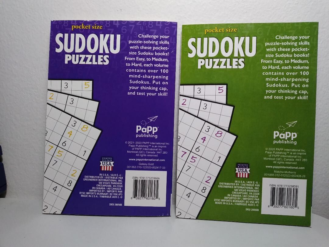 sudoku puzzle books 5 inches x 8 inches