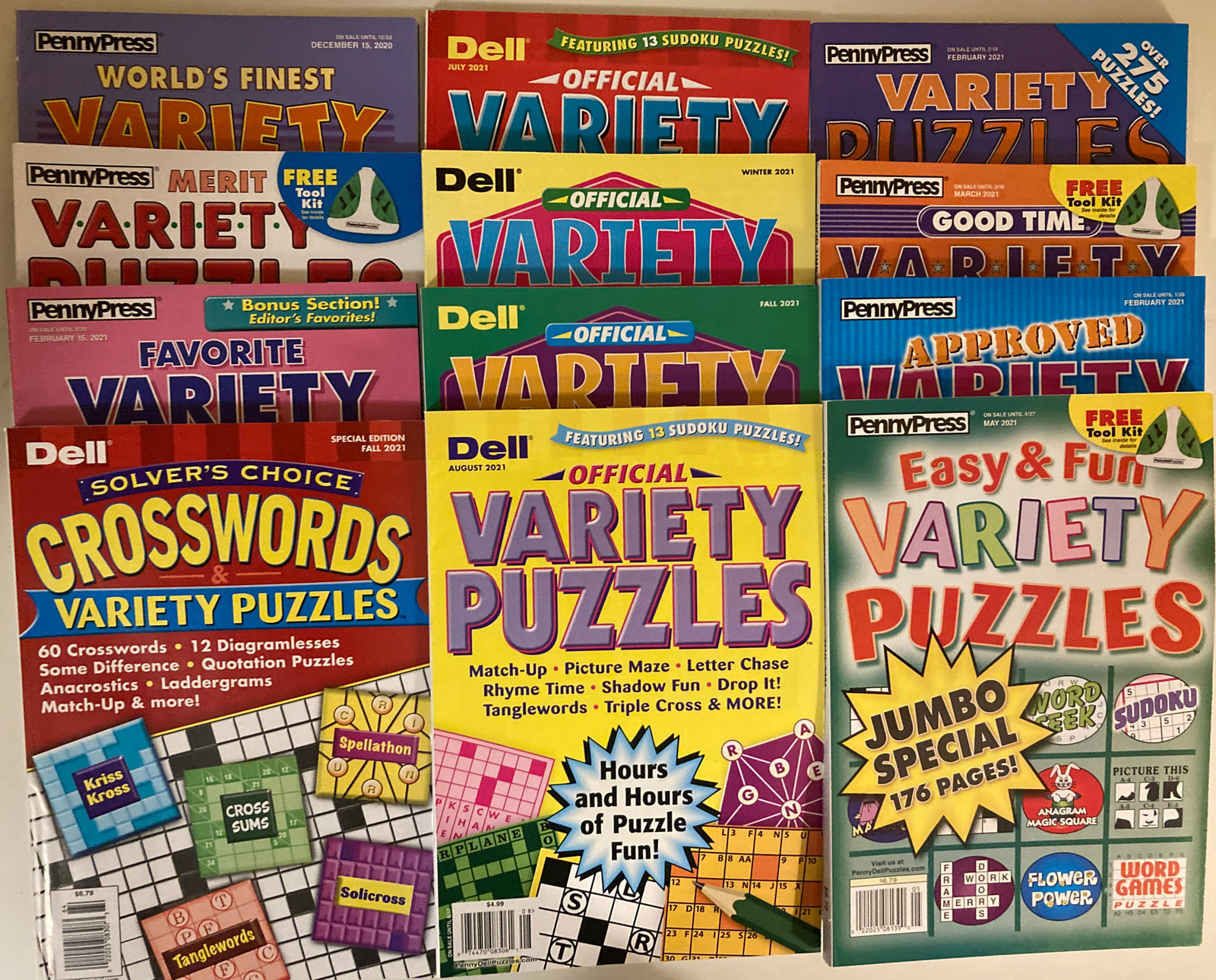 Lot of 40 New DELL Penny Press VARIETY Puzzle Books New UNSORTED NO Duplicates