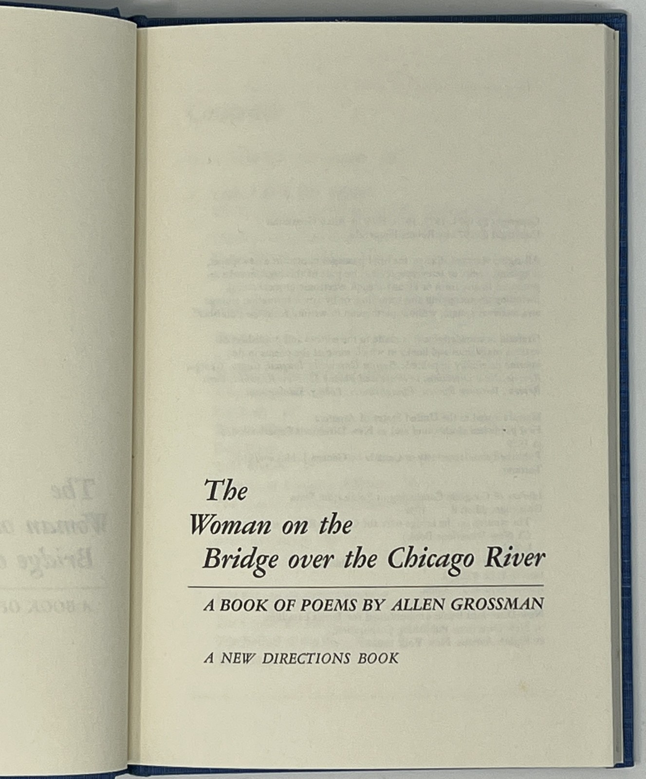 VTG The Woman on the Bridge over the Chicago River by Allen Grossman – 1979 HCDJ