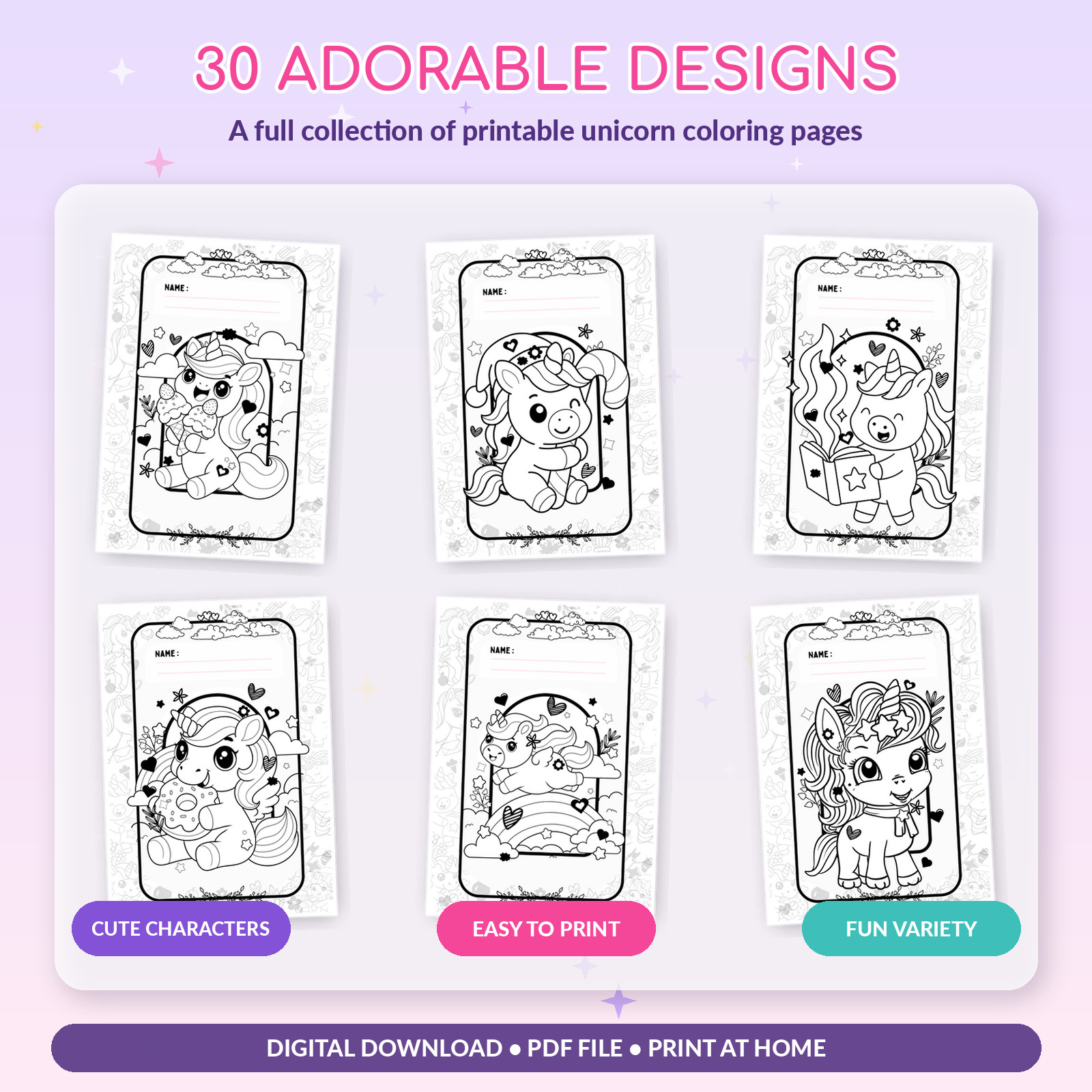 DIGITAL CONTEN – Unicorn Coloring Book: For Kids Ages 4-8 PRINTABLE