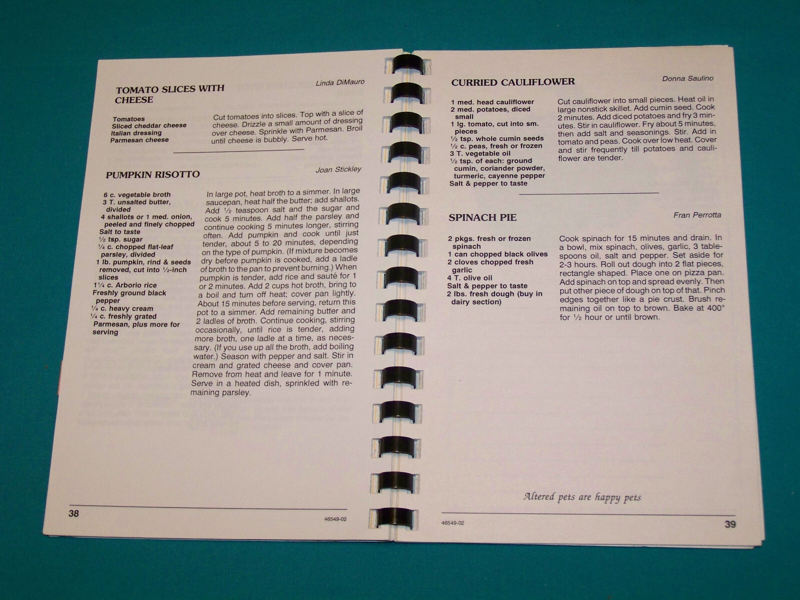 A Vegetarian Cookbook Humane Society of Jamestown RI Cookbook 2002 Rhode Island