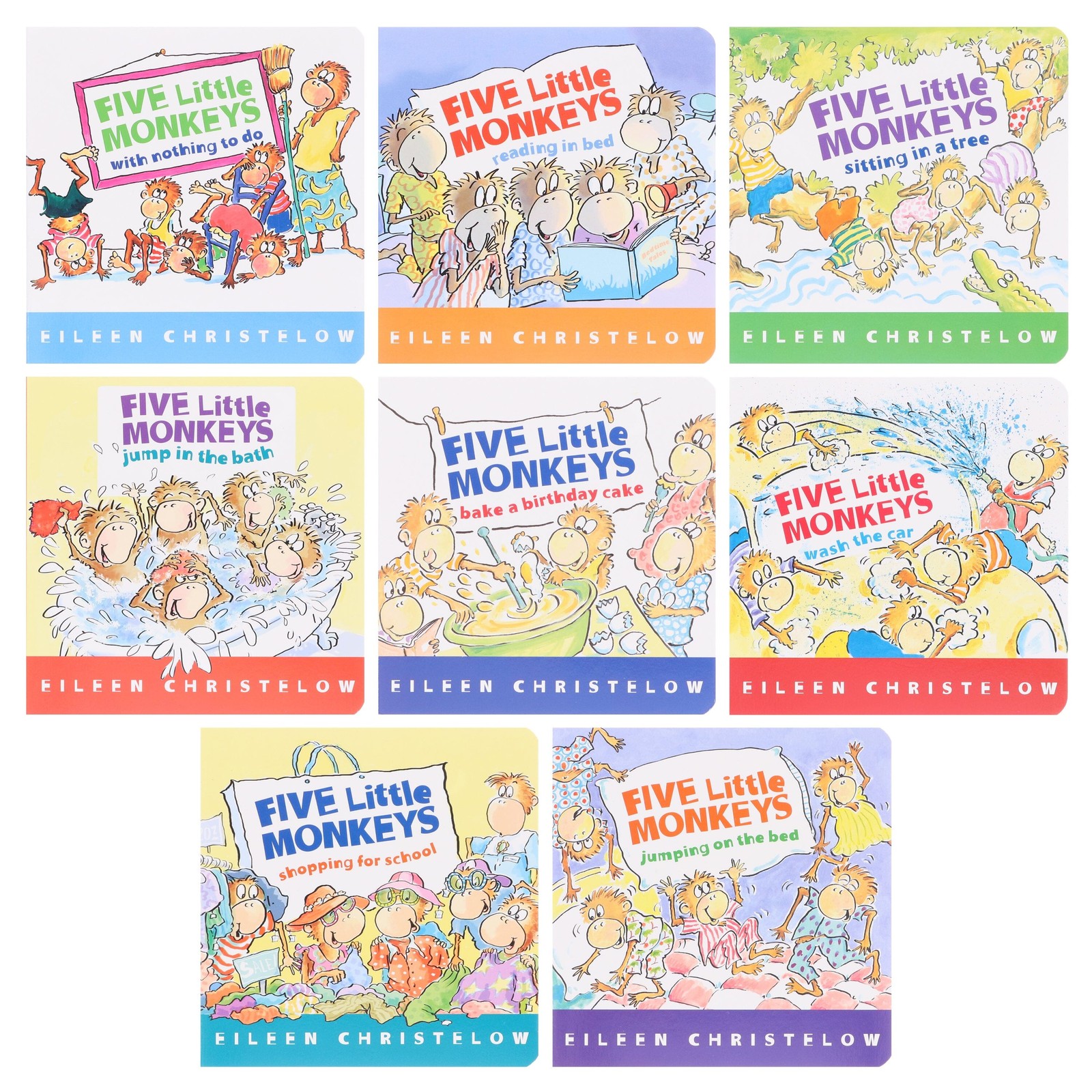 Five Little Monkeys: Adventures By Eileen Christelow 8 Books Box – Ages 4-7 – BB