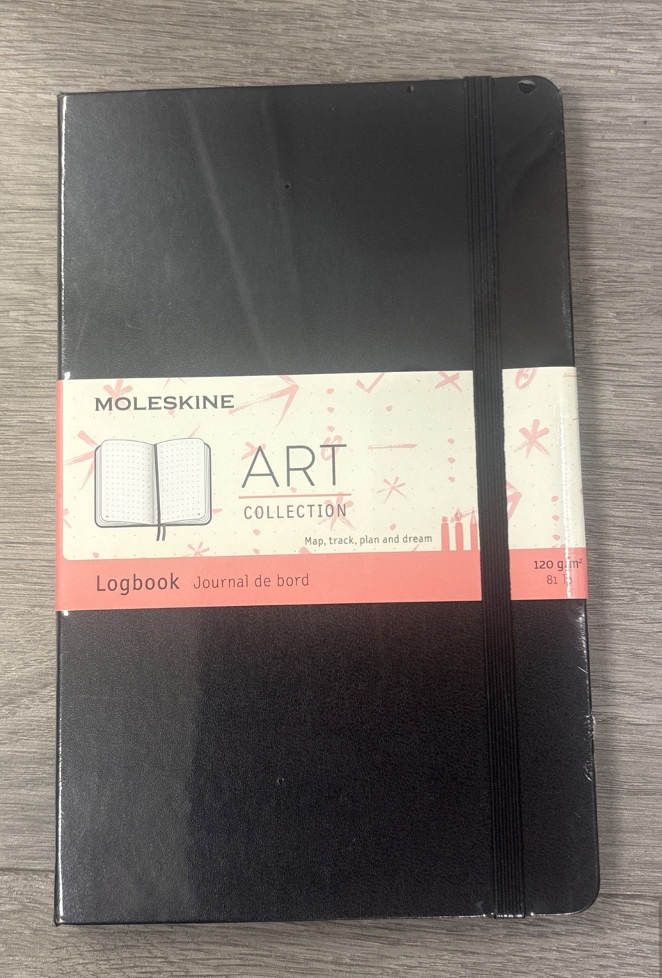 Moleskine Art Logbook, Hard Cover, Large 5X 8.25, Dotted, Black, 160 Pages