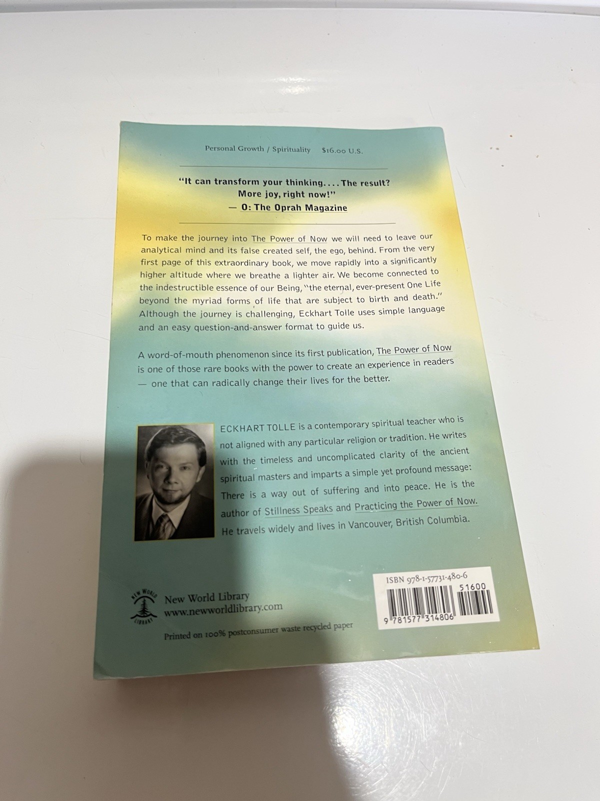 Eckhart Tolle Power of Now Trade Paperback 2004 New World Library Spirituality