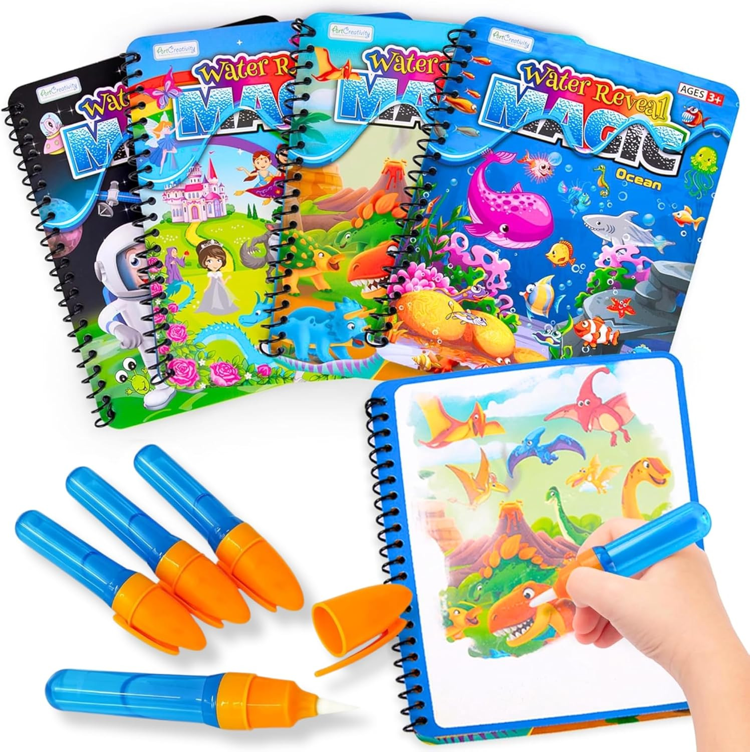 Artcreativity 4 Pack Magic Water Coloring Books for Toddlers, Reusable Magic Wat