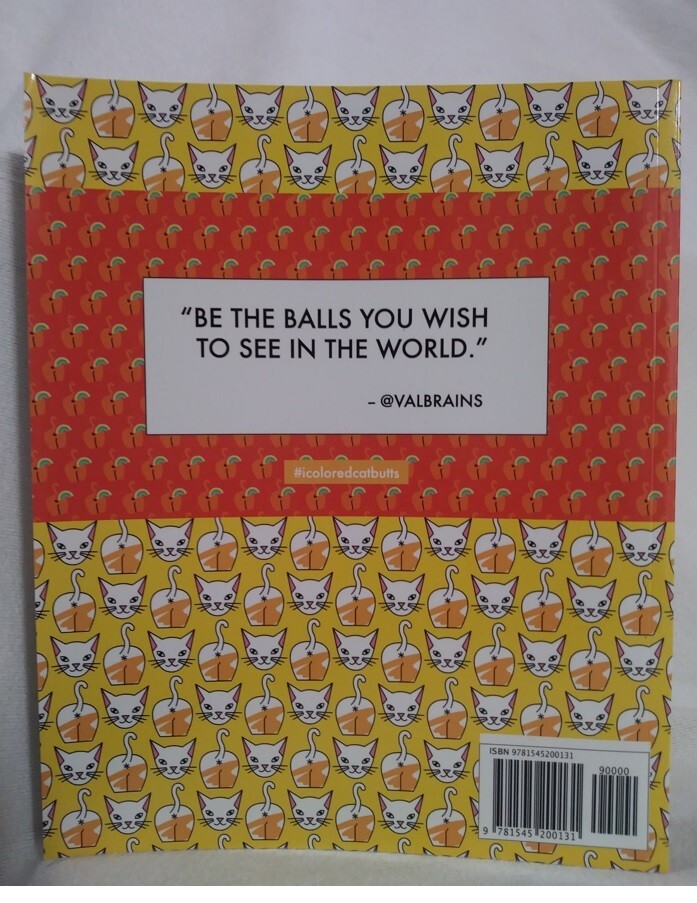 Novelty Gift Coloring Book for Adults Cat Butts Val Brains 44 pages 21 designs