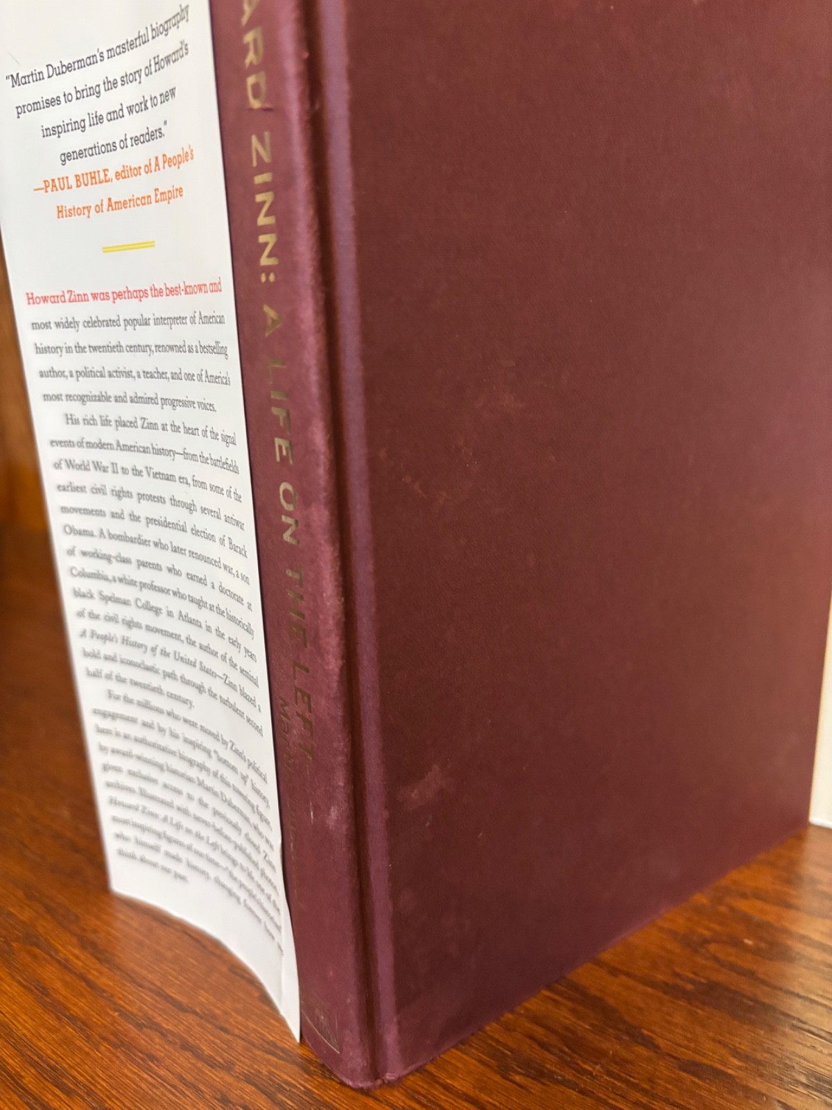Howard Zinn. Martin Duberman. 1st HC Ptg. New Press 2012. ( Very Good/NF jacket