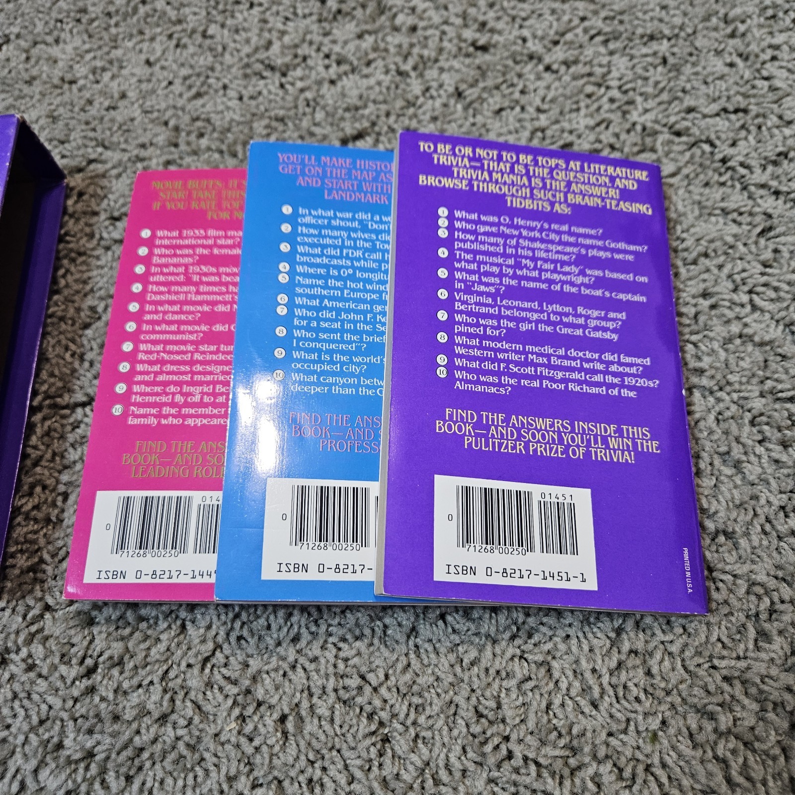 Trivia Mania 3 Book Set Xavier Einstein Paperbacks 1984