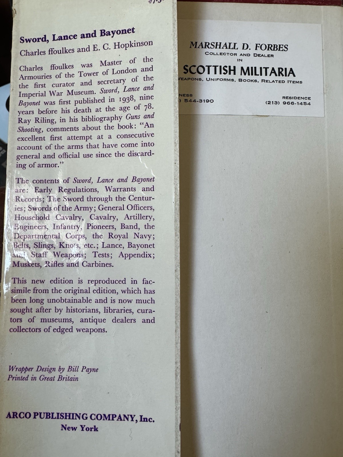 SWORD, LANCE AND BAYONET: Ffoulkes & Hopkinson Signed by Marshall Forbes