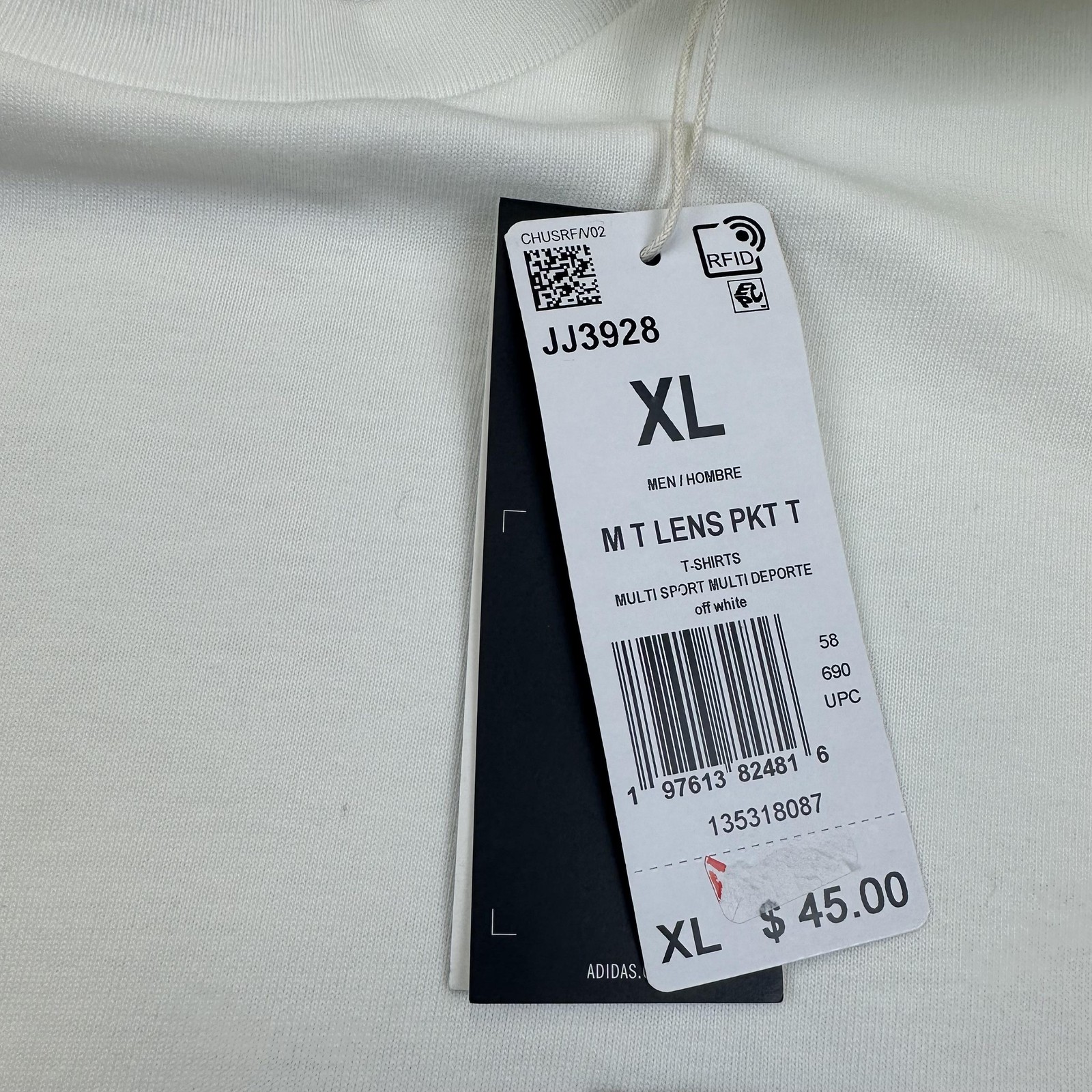 Adidas Shirt Men XL Off White MT Lens Pocket Graphic Loose Fit Cotton Basketball