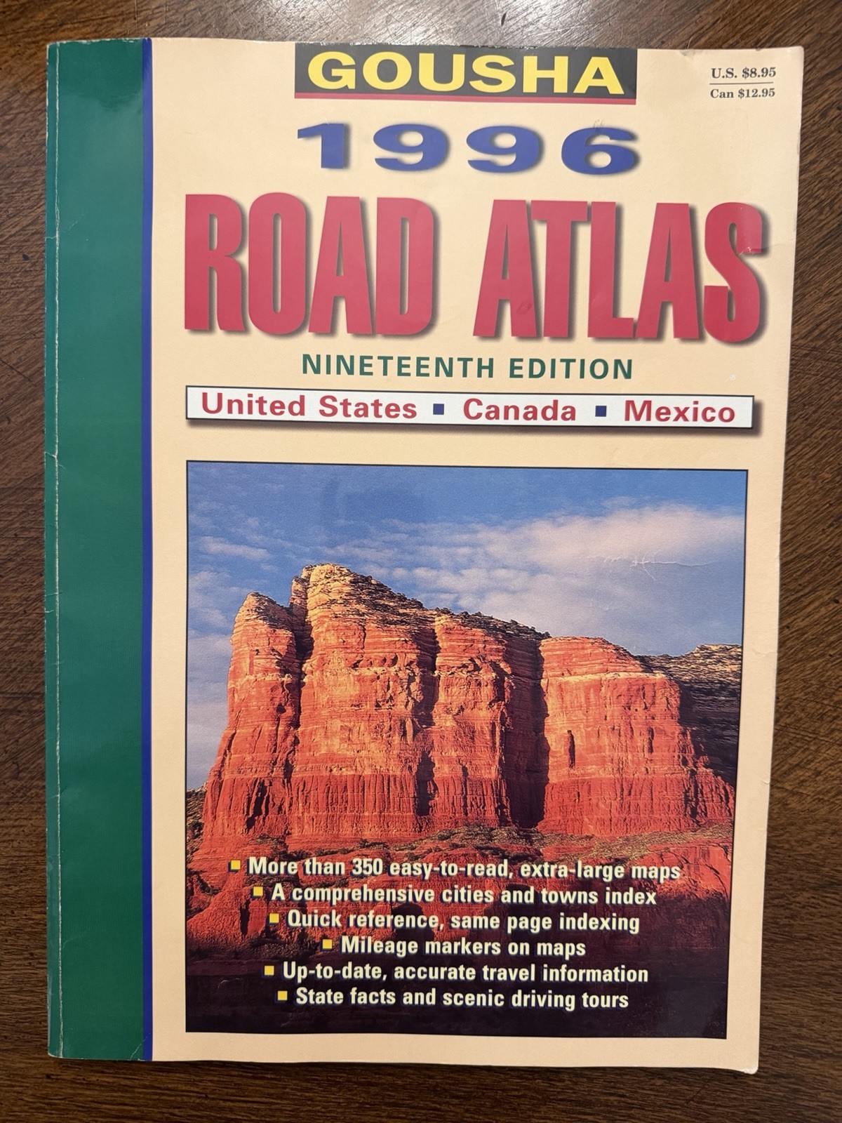 GOUSHA 1996 ROAD ATLAS 19th edition USA, CANADA, MEXICO.