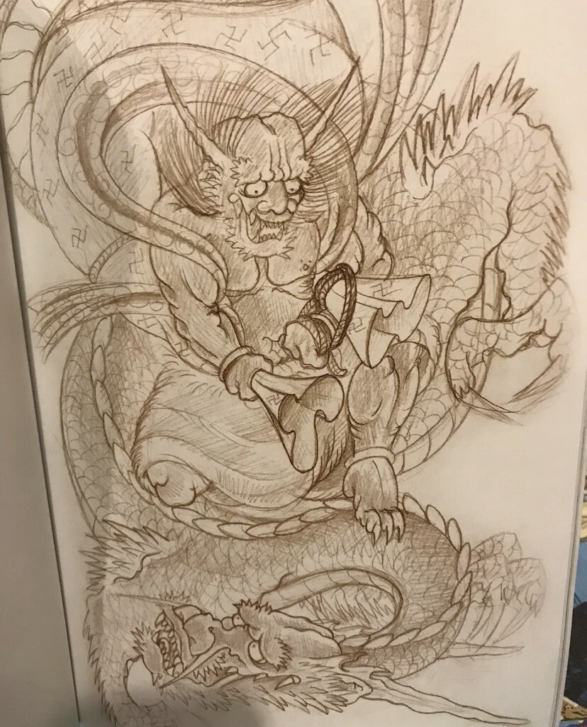 Japanese Oni Dragon Tattoo Sketchbook Irezumi Horimono Lotus Hannya Namakubi ADE