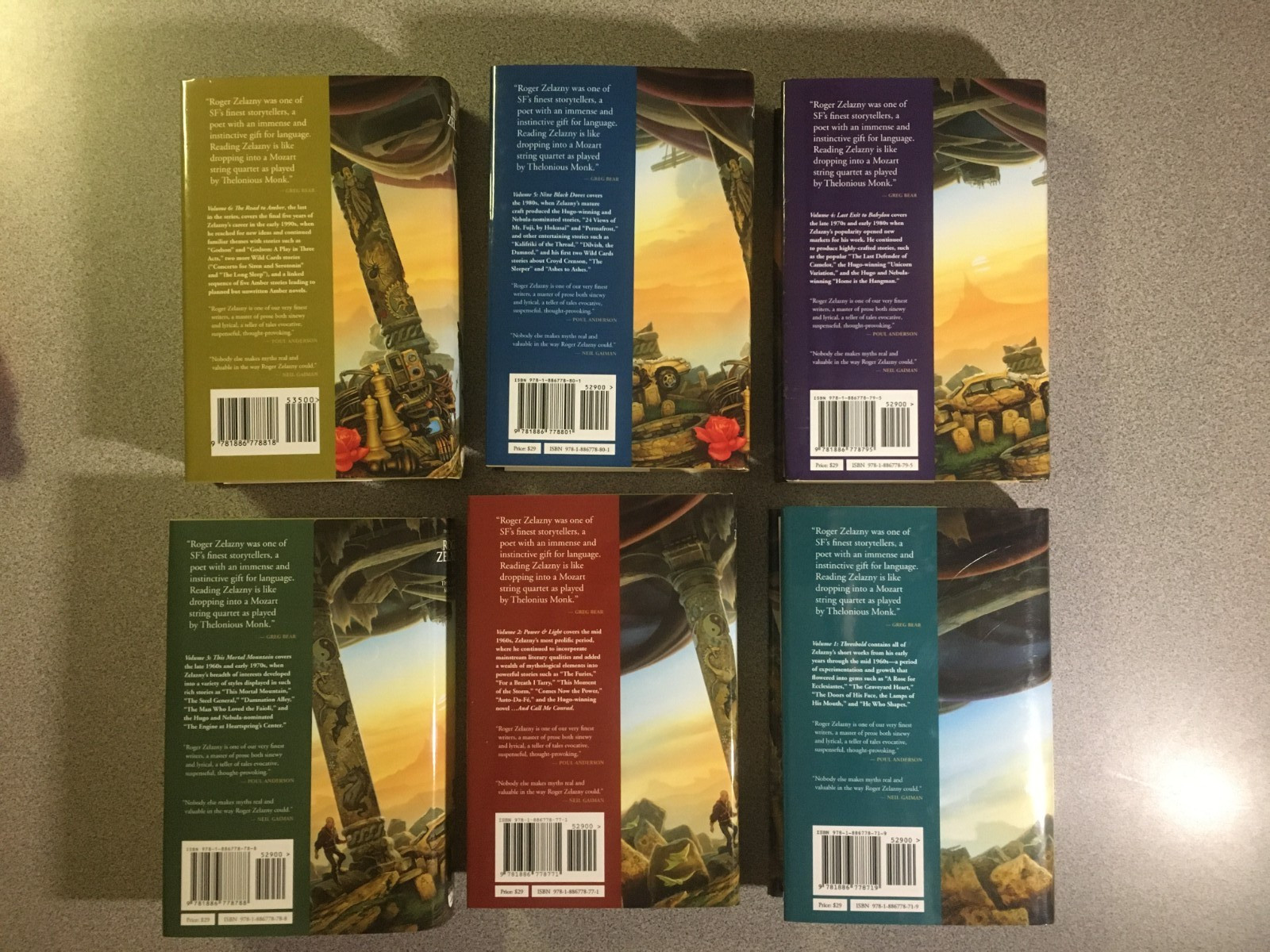 Complete Set: Collected Stories of Roger Zelazny Volumes 1-6, NESFA Press 2009