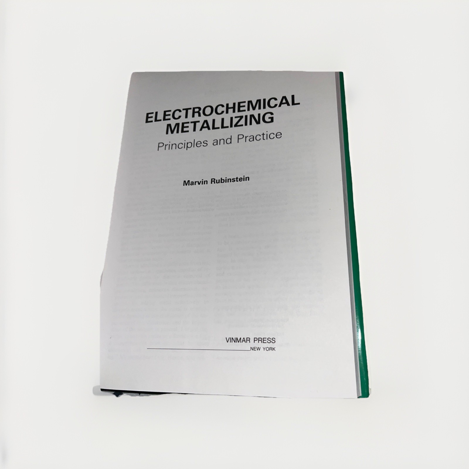 Electrochemical Metallizing: Principles and Practice by Marvin Rubinstein HB VG