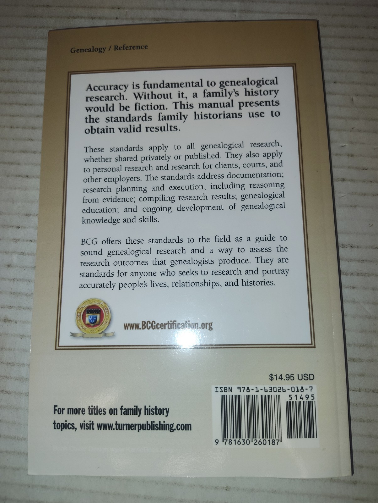 Genealogy Standards 50th Anniversary Edition Board for Certification of Genealog