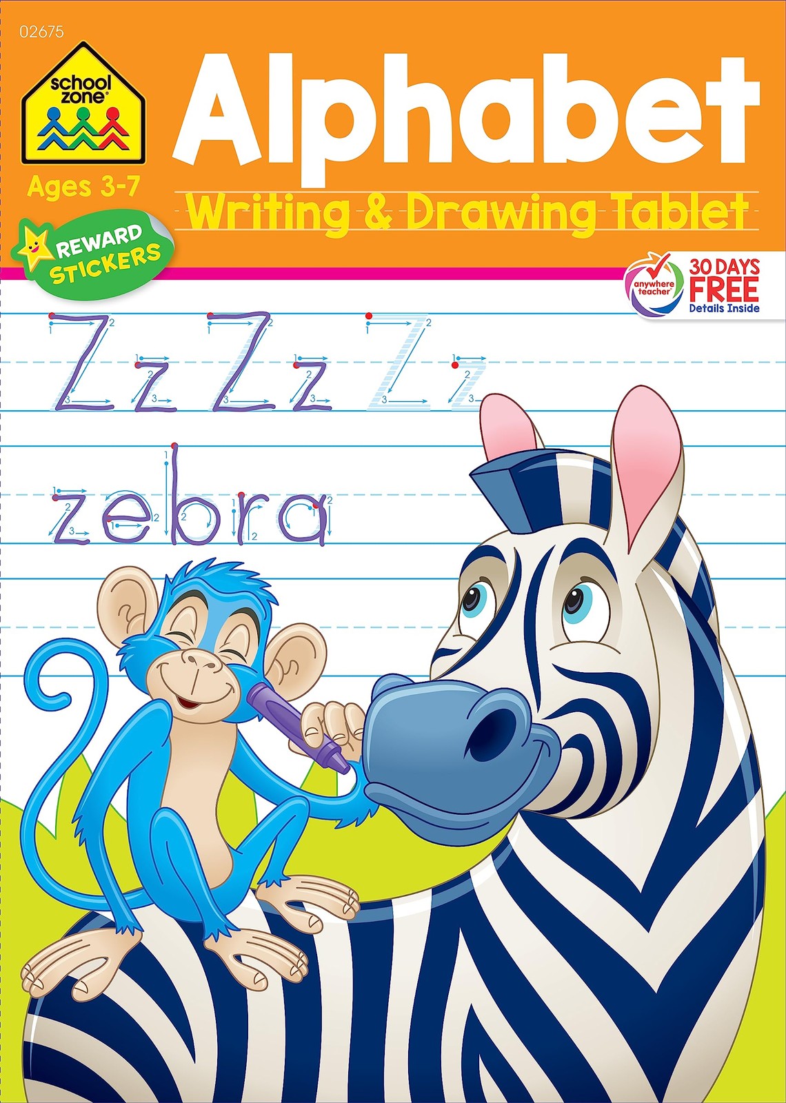 School Zone Alphabet Writing & Drawing Tablet Workbook: 96 Pages, Preschool,…