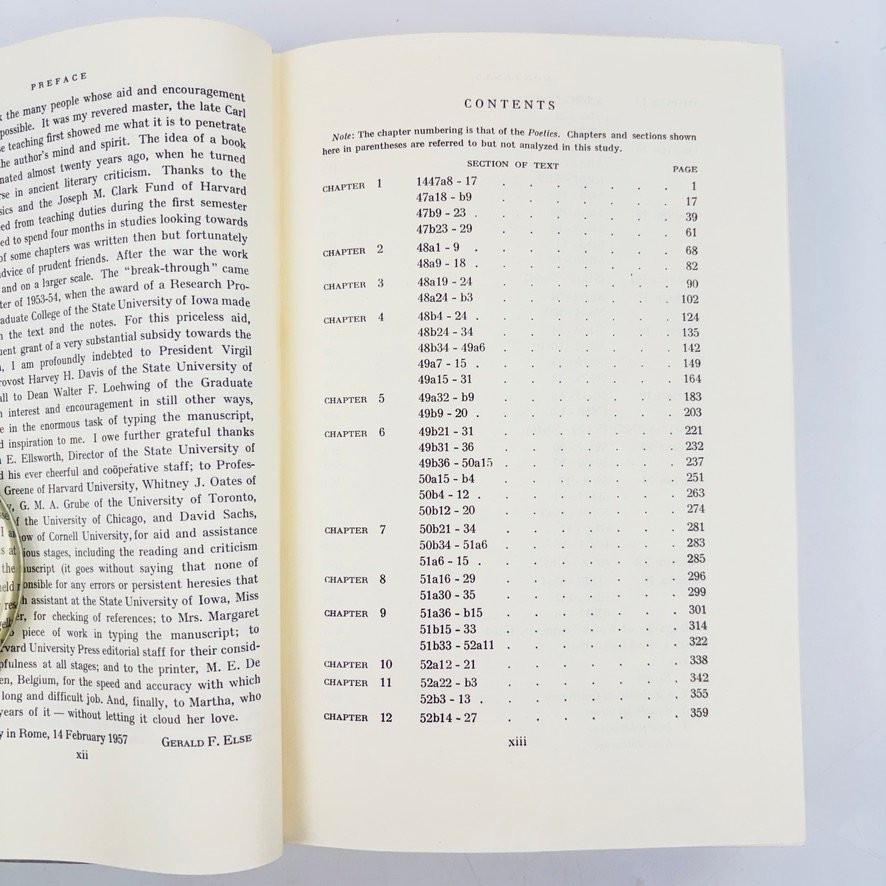 Aristotle’s Poetics The Argument Gerald F Else 1957 First EditionThird Printing