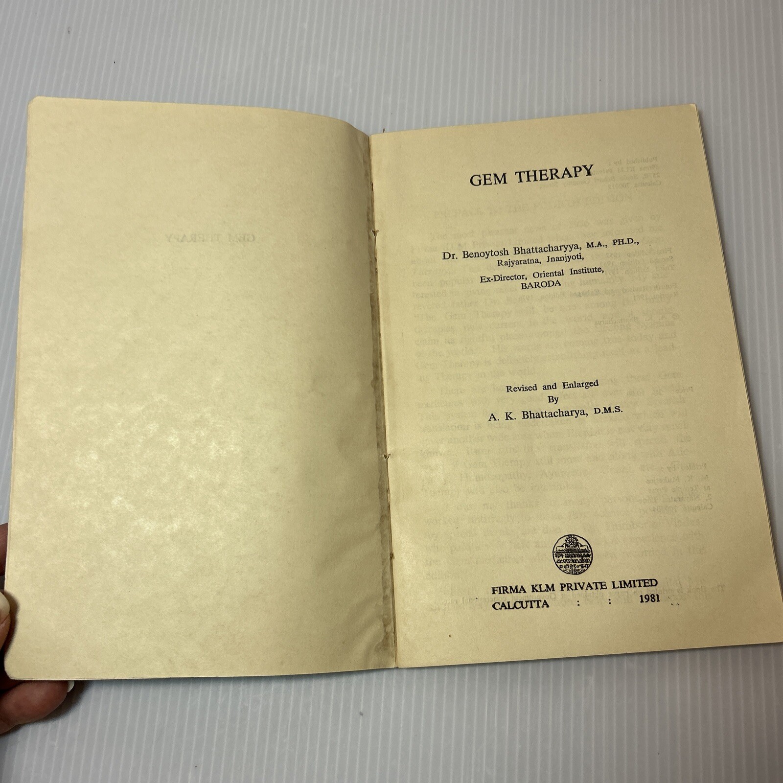 GEM THERAPY Revised & Enlarged by A K Bhattacharya ~Vtg Paperback 4th Print 1981