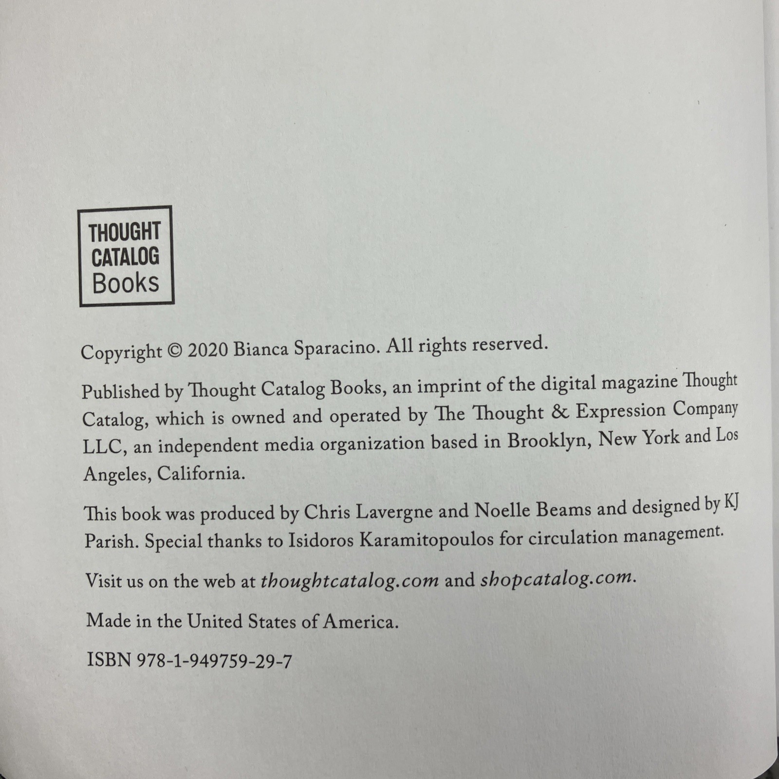 A Gentle Reminder 2020 Thought Catalog Books by Bianca Sparacino GOOD