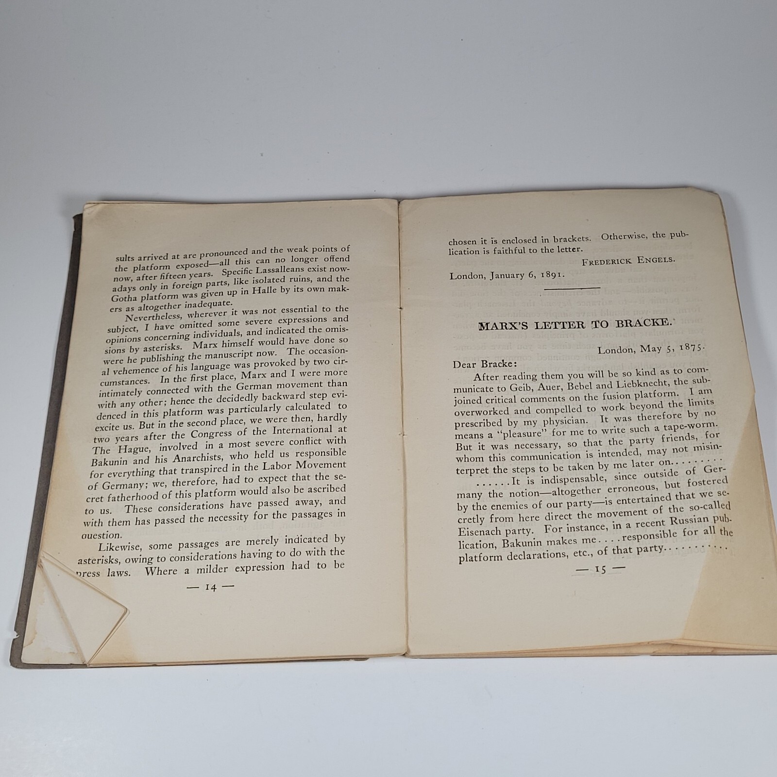 The Gotha Program by Karl Marx New York Labor News 1922 Lots of Wear Rare HTF