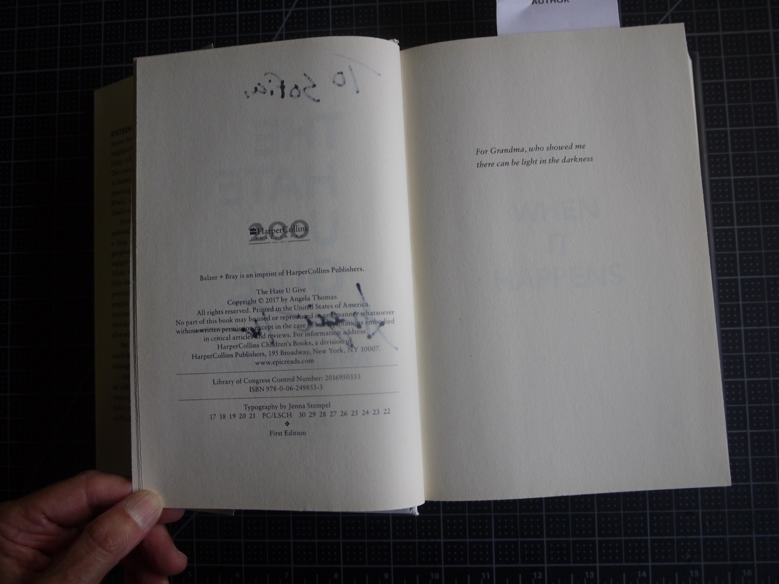 Hate U Give: by Angie Thomas (2017, SIGNED 1st ED 22nd P Hdcov)