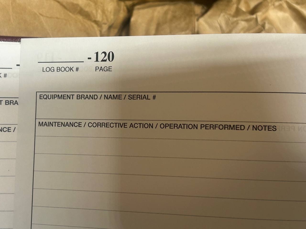 Maintenance Log Book Hardbound 120 Pages Industrial Equipment Record Journal