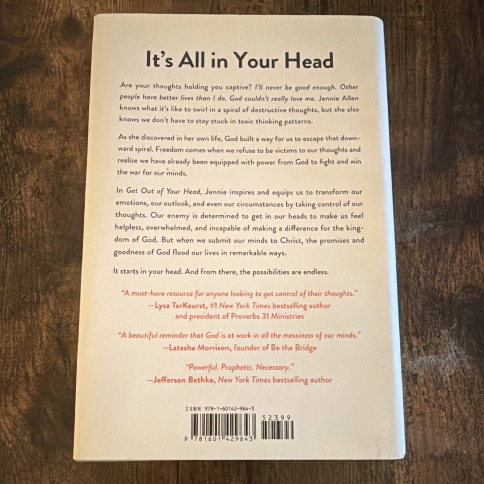 Jennie Allen Get Out of Your Head Hardcover WaterBrook 2020 Religion Self-Help