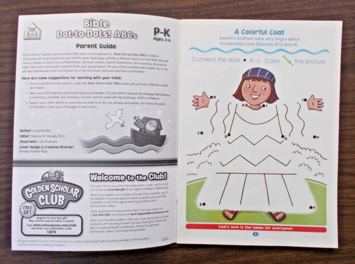 Bible Dot-to-Dots! ABCs, Brand New, 32 Pages P-K Ages 3-6 Four Skill Areas