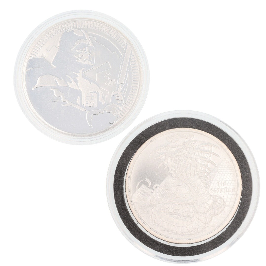 2020 $2 Darth Vader Coin / Egyptian Dragon Round 1 oz .999 Fine Silver Set of 2