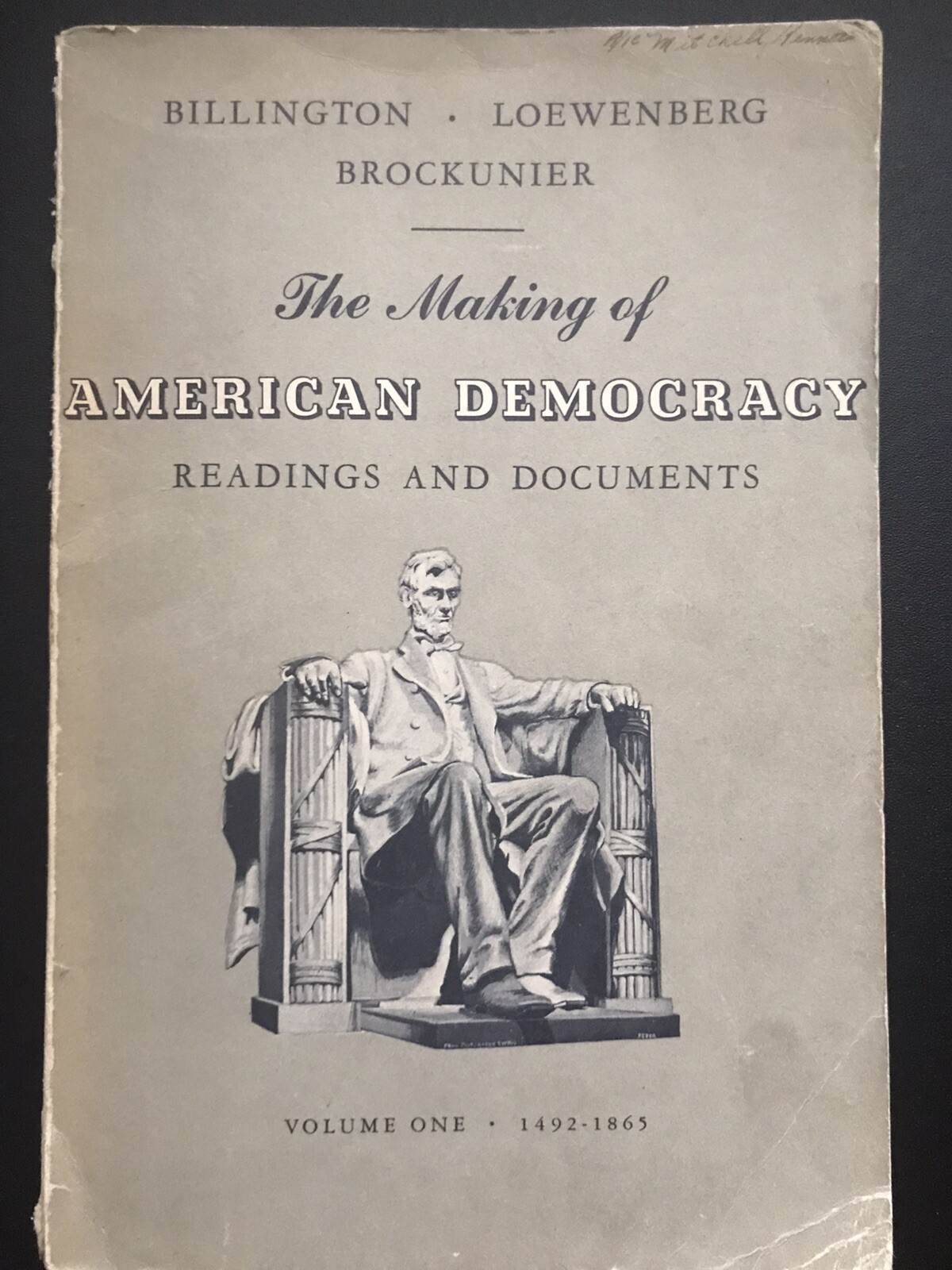THE MAKING OF AMERICAN DEMOCRACY VOLUME 1 RAY ALLEN BILLINGTON 1952