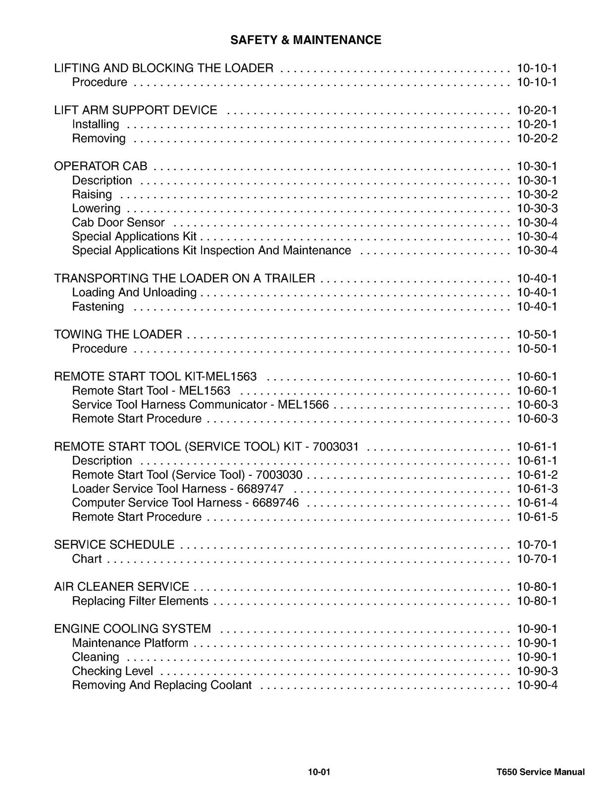 BOBCAT T650 COMPACT TRACK LOADER SN A3P011001 UP SERVICE MANUAL , FOLDOUTS
