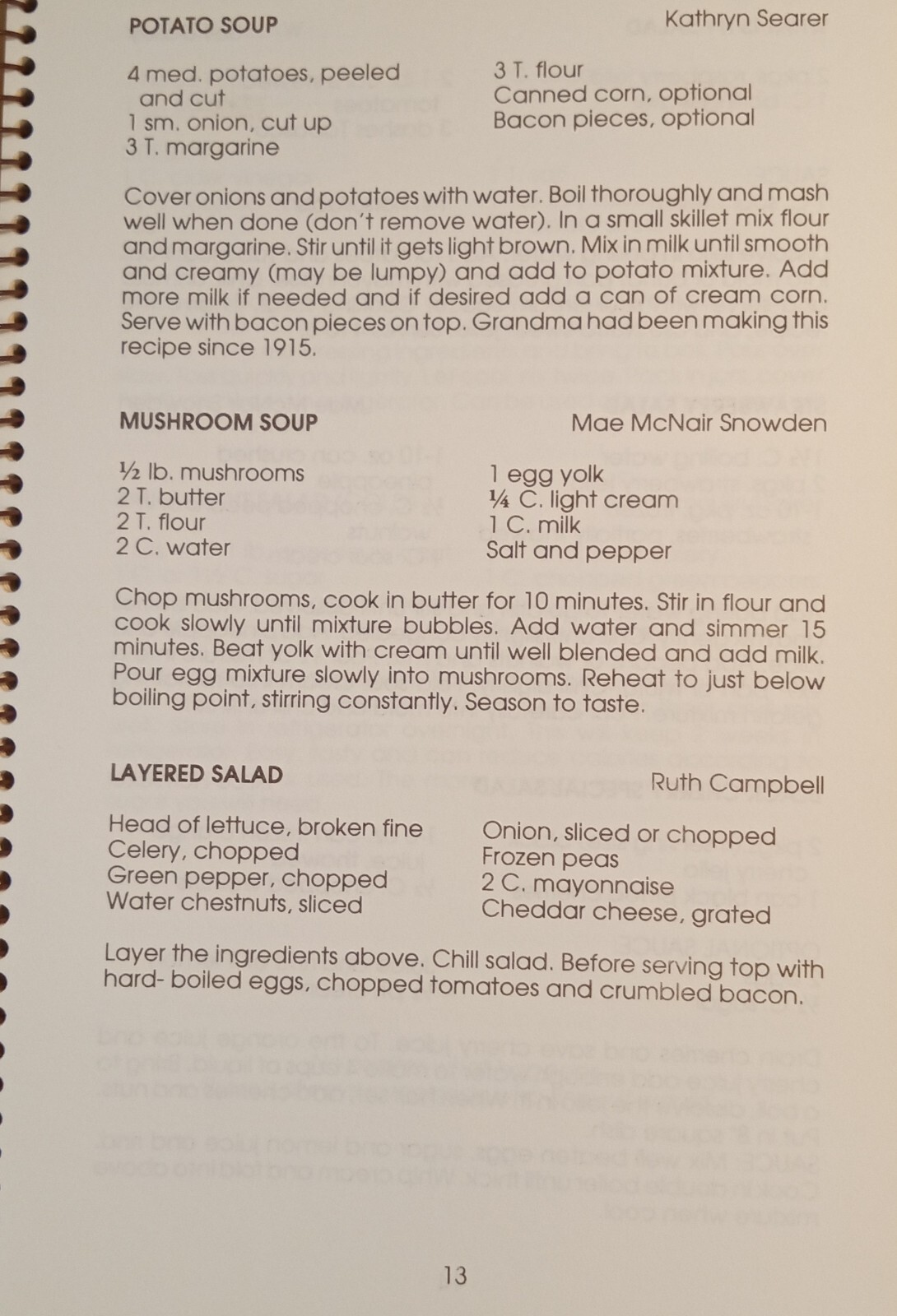Cookbook “The McNair’s Relative & Friends” 76 Pages + Household Tips