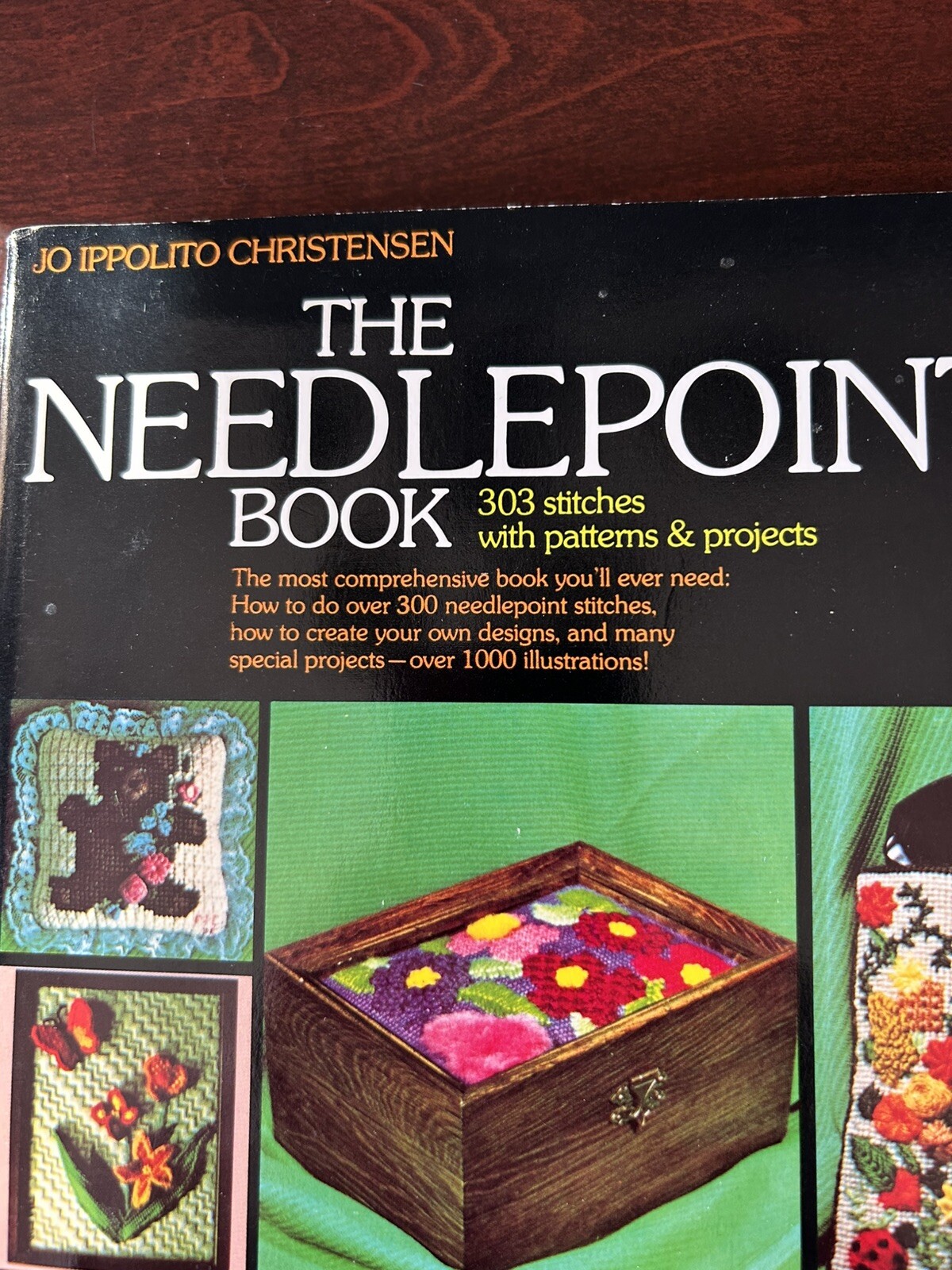 Needlepoint Book:303 Stitches W/Patterns & Projects:Jo I.Christensen 1986,Vtg PB