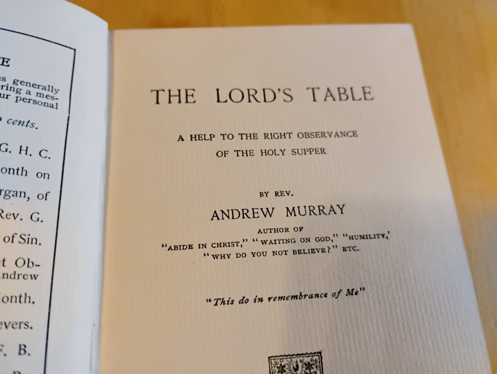 The Lord’s Table Andrew Murray RARE Hardback Antique book 1897 Revell Christian