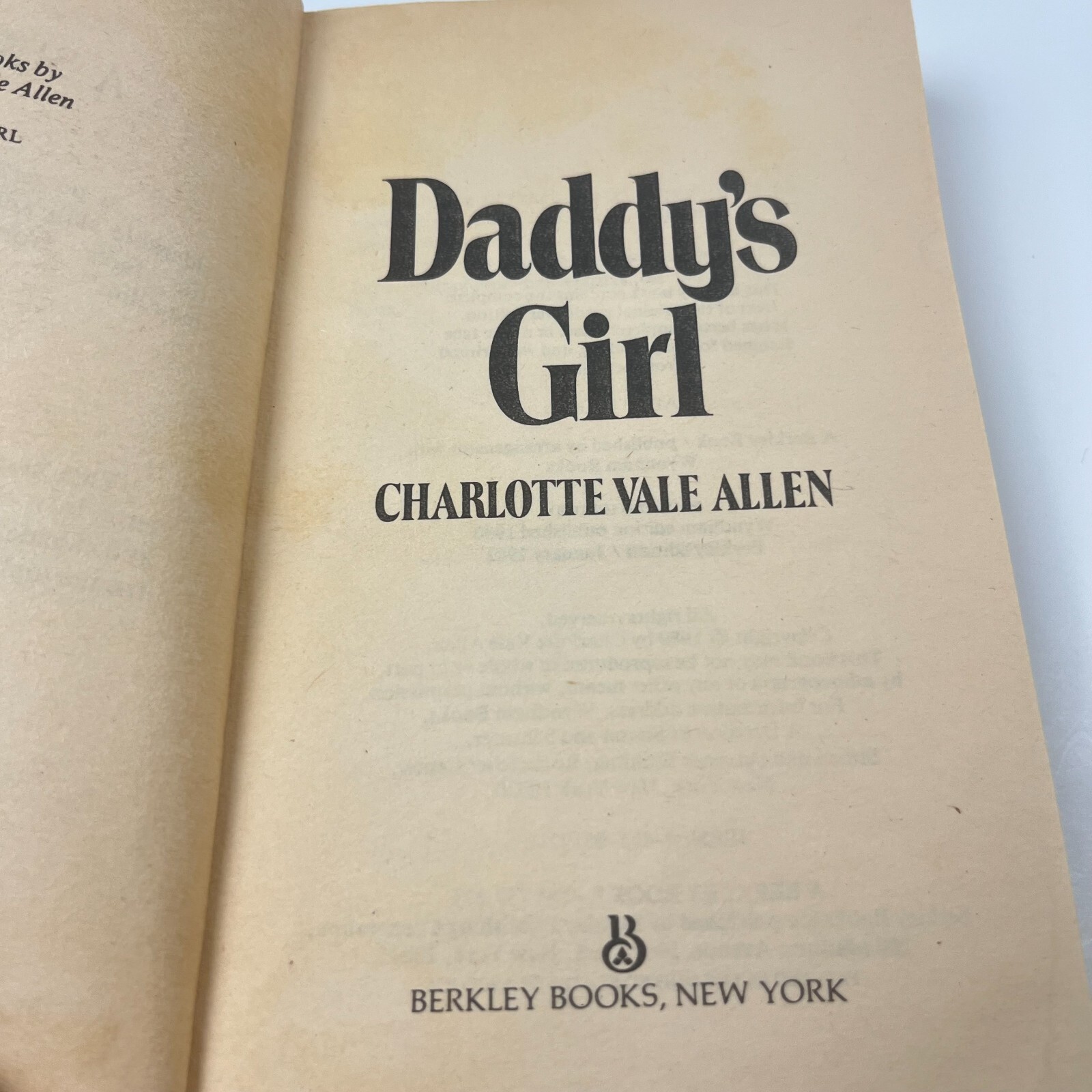 DADDY’S GIRL By Charlotte Vale Allen TRUE STORY Berkley Paperback PB 1982 ABUSE