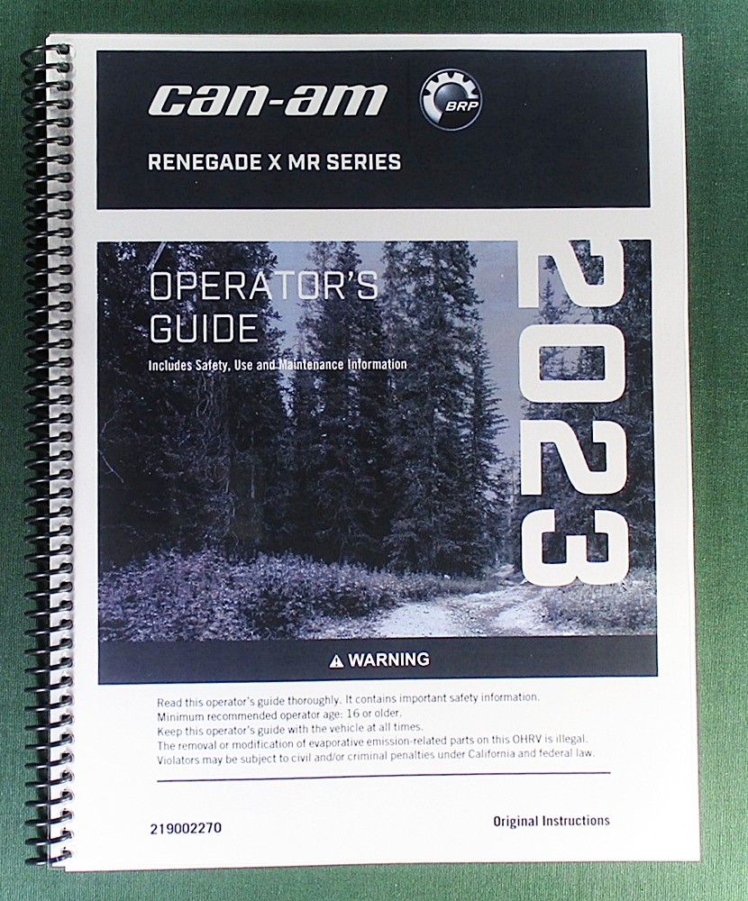 2023 Can-Am Renegade X MR 1000R Owner’s Manual: 240 Pages & Protective Covers