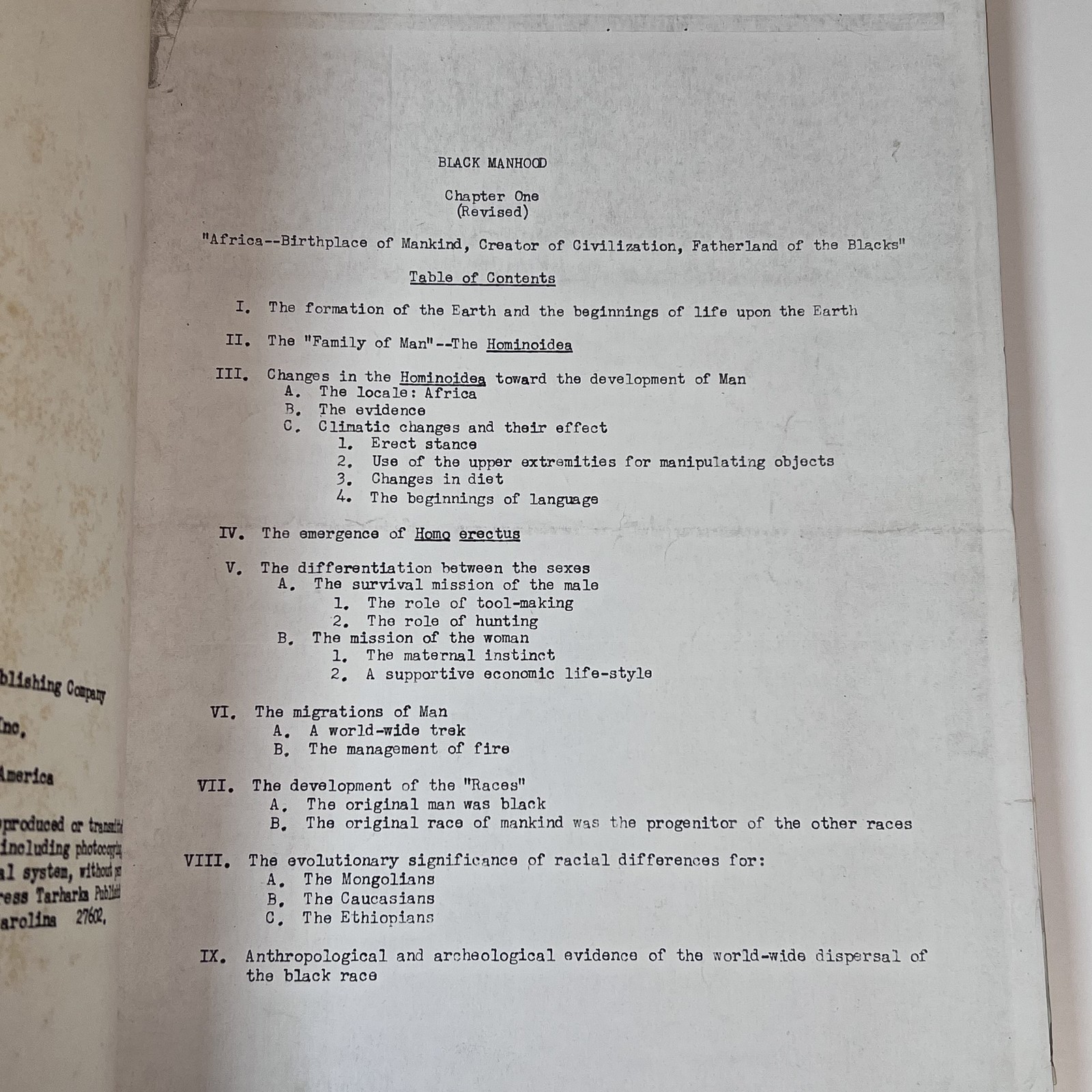 Black Manhood by Tarharka 1972 Serially Published Chapters 1,2,3,4 & 5,6,7 Set