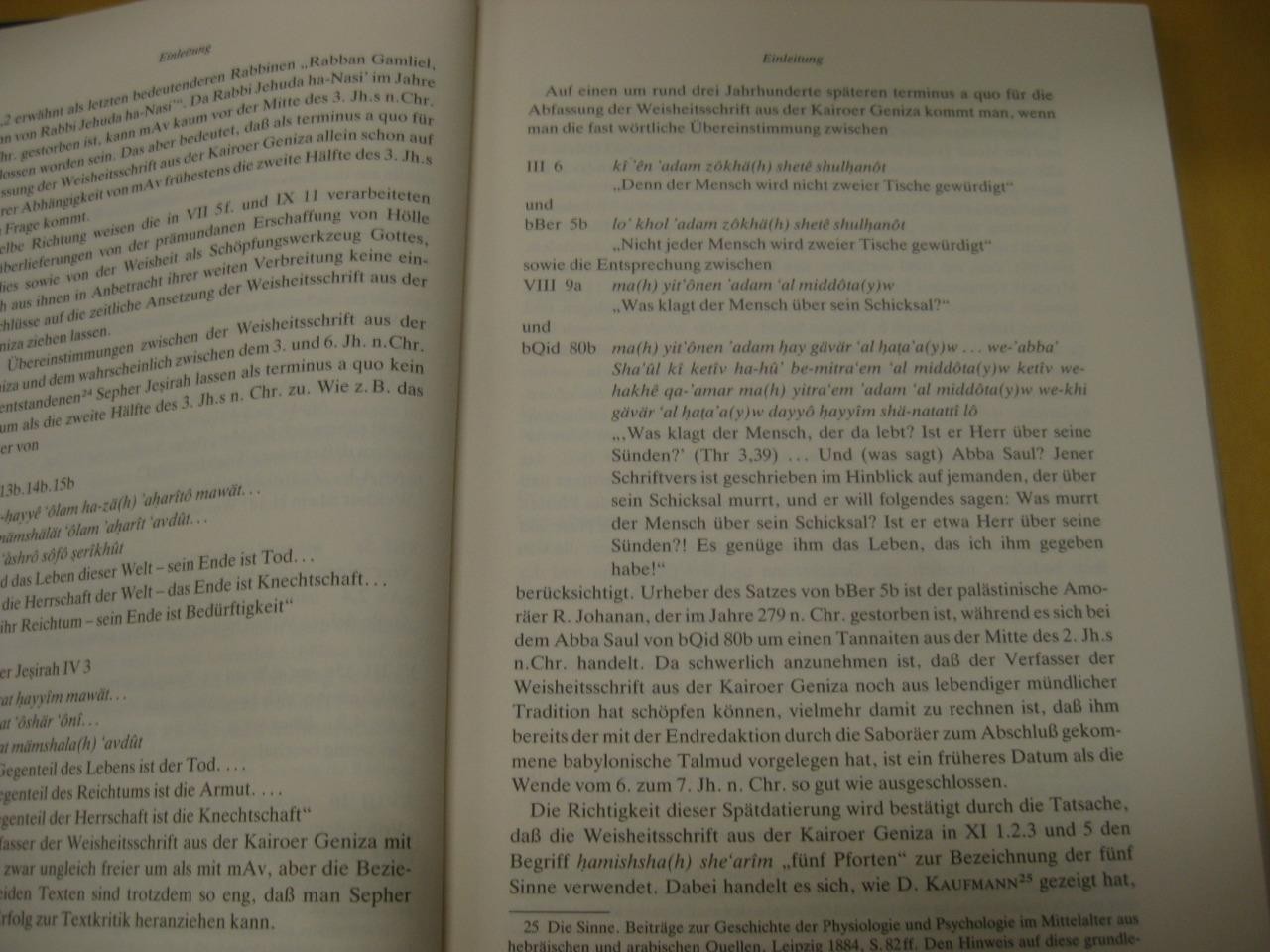 Die Weisheitsschrift aus der Kairoer Geniza by Hans Peter Rüger Paul Siebeck