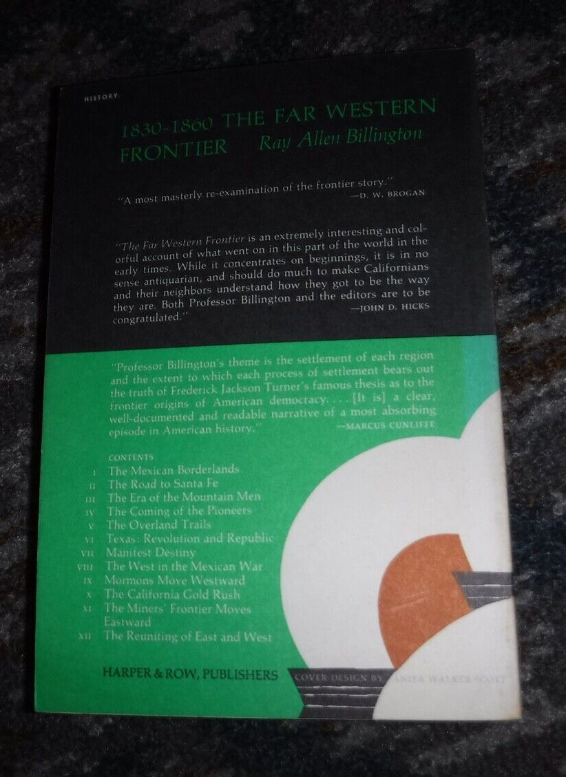 The Far Western Frontier 1830-1860. by Ray Allen Billington