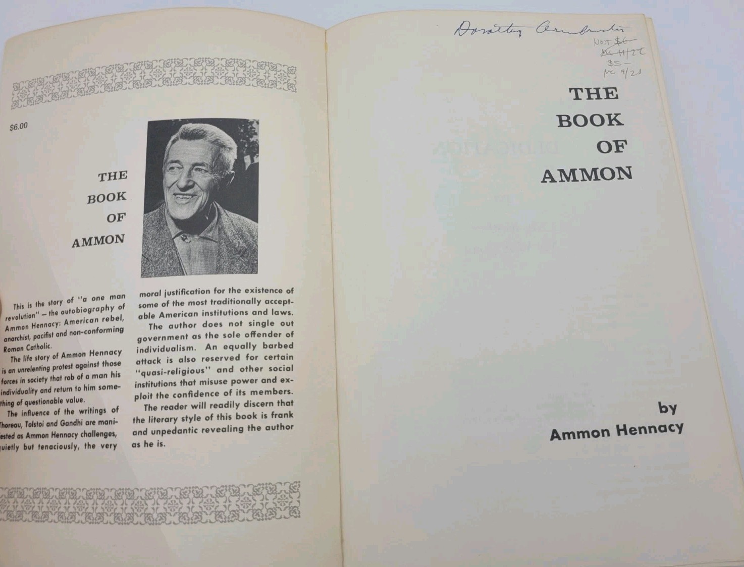 The Book of Ammon Hennacy Christian Pacifism Activism Wobbly Steve Allen RARE VG