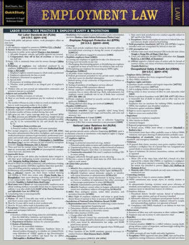 Employment Law: a Quickstudy Laminated Law Reference – VERY GOOD